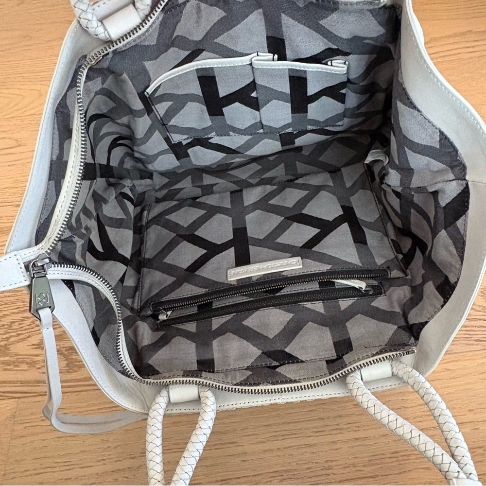 Christopher Kon Woven Leather White Tote Bag - Picture 7 of 15